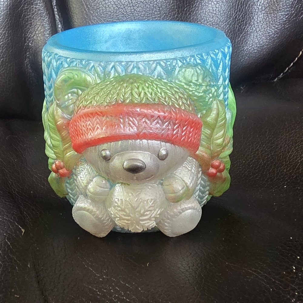 Resin Christmas Snowflake Bear Planter Handmade